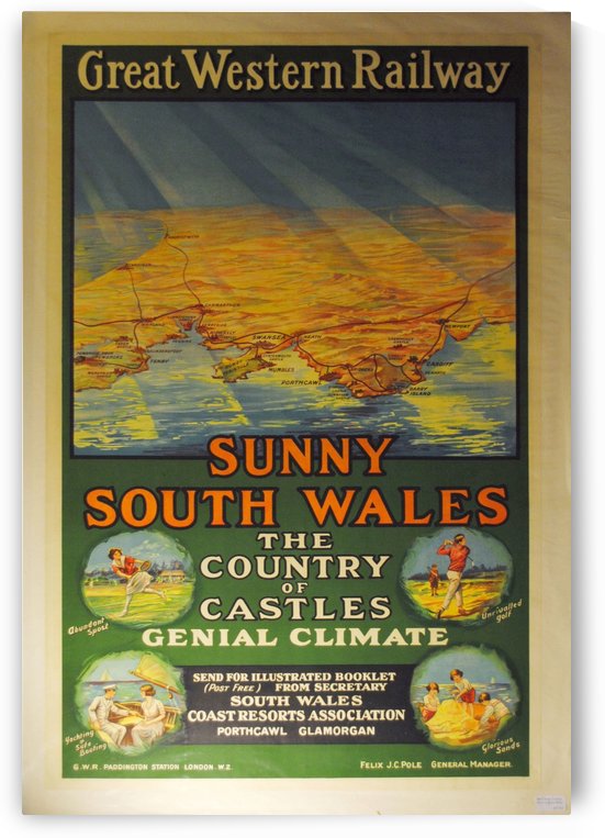 Great Western Railway Sunny South Wales vintage poster by VINTAGE POSTER