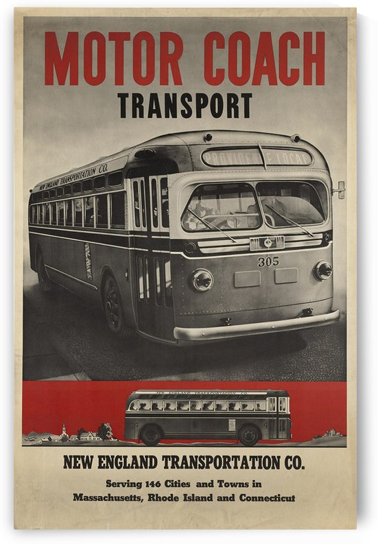 Motor Coach Transport, New England Transportation Co, 1940 by VINTAGE POSTER
