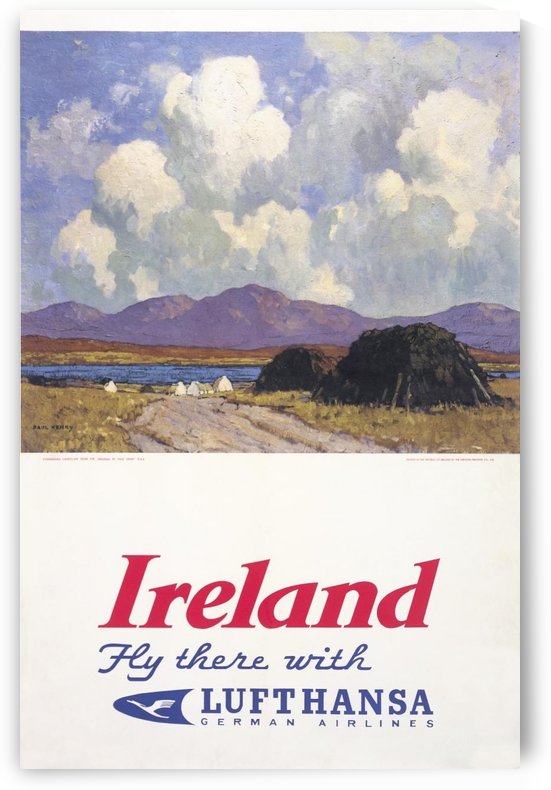 Ireland Fly there with Lufthansa by VINTAGE POSTER