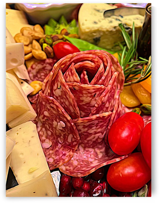 Pepperoni Rose on a Charcuterie Board Abstract by Bill Swartwout Photography