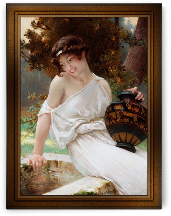 At The Fountain by Guillaume Seignac Remastered Xzendor7 Classical Fine Art Old Masters Reproductions by xzendor7