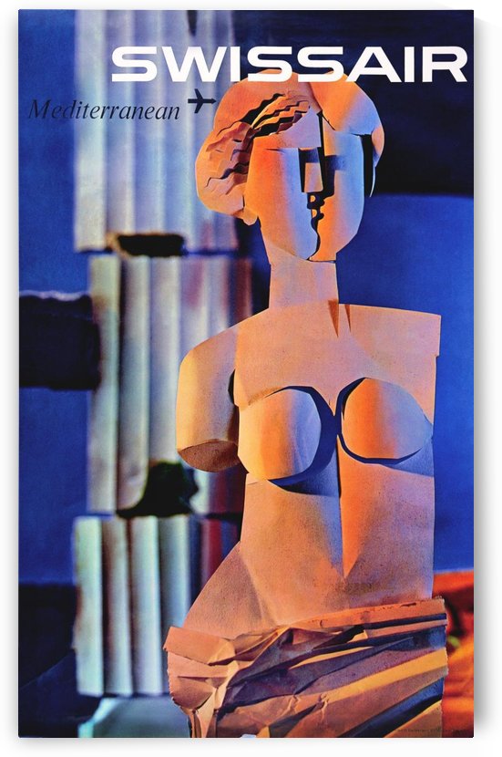 Swiss Air Mediterranean Travel Art Poster by VINTAGE POSTER