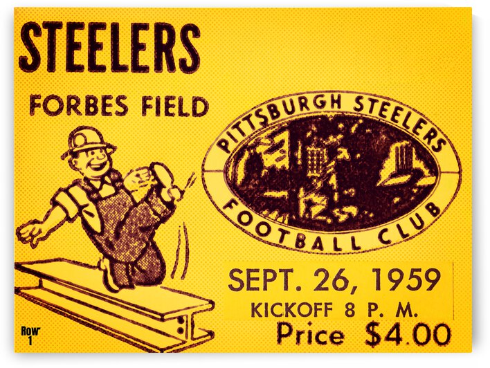 1959 Pittsburgh Steelers Ticket Stub Remix Art by Row One Brand