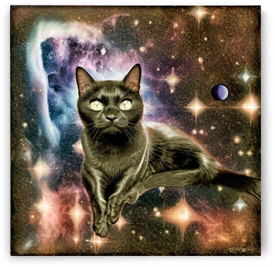 Golden Black Cat Among the Stars by Bill Swartwout Photography