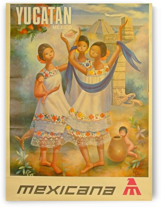 Yucatan Mexico Mexicana Airlines by VINTAGE POSTER