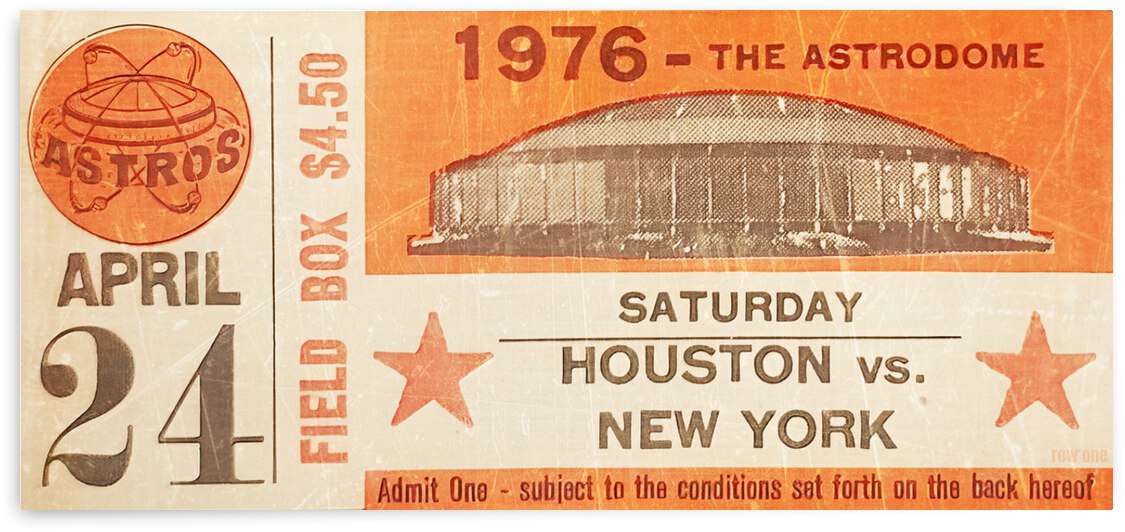1976 New York Mets vs. Houston Astros Ticket Stub Art by Row One Brand