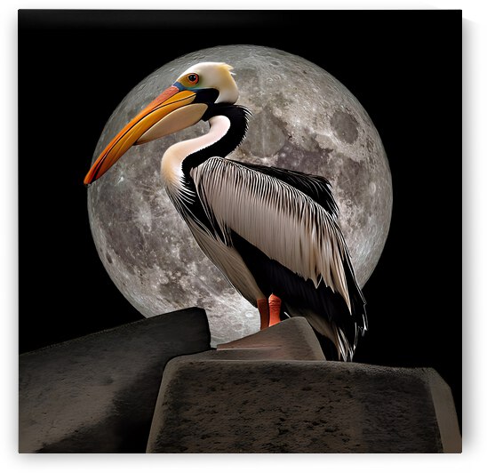 Pelican Full Moon Silhouette by Bill Swartwout Photography