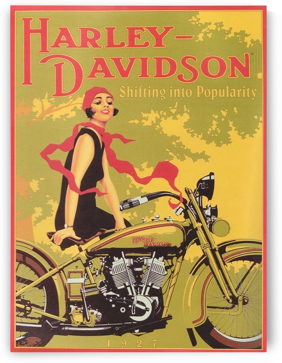 1929 Harley Davidson Shifting into Popularity by VINTAGE POSTER