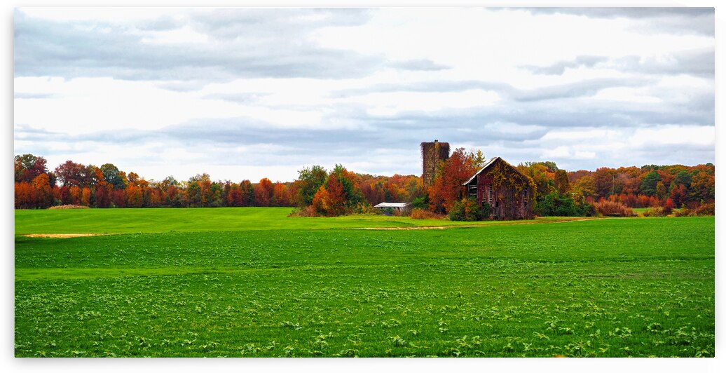 Farm and Fall Foliage Panorama by Bill Swartwout Photography