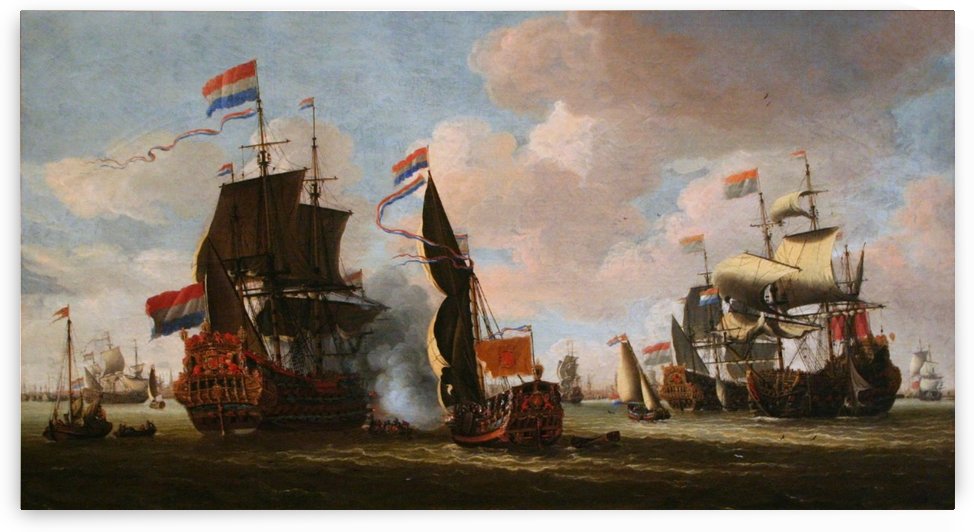 La flotte Hollandaise dans la rade d'Amsterdam by Abraham Storck