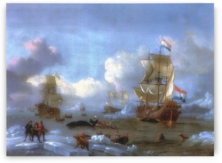 Walfang im Eismeer by Abraham Storck