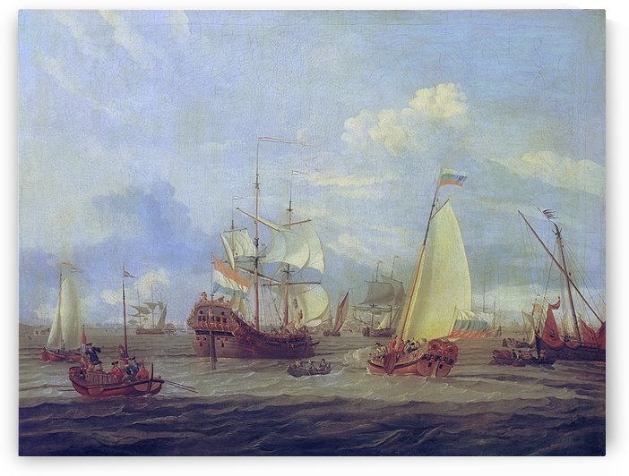 Peter the Great inspecting ship at Amsterdam by Abraham Storck