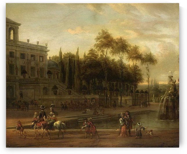 Italianate park landscape by Abraham Storck