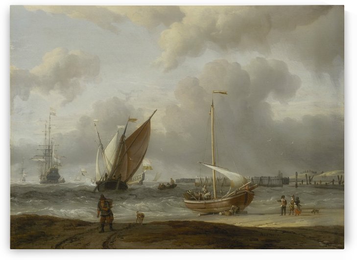 Fishing boats in storm off the Dutch Coast at Den Helder by Abraham Storck
