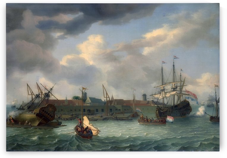 The island Onrust near Batavia by Abraham Storck