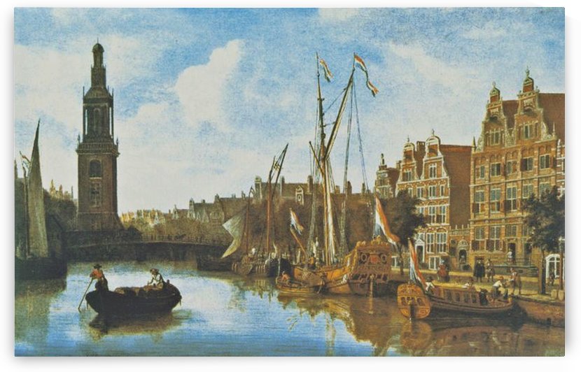 Singel in Amsterdam with the Jan Roodenpoortstoren by Abraham Storck