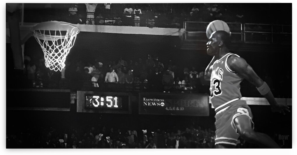 Michael Jordan Black and White Dunk Contest Art by Row One Brand