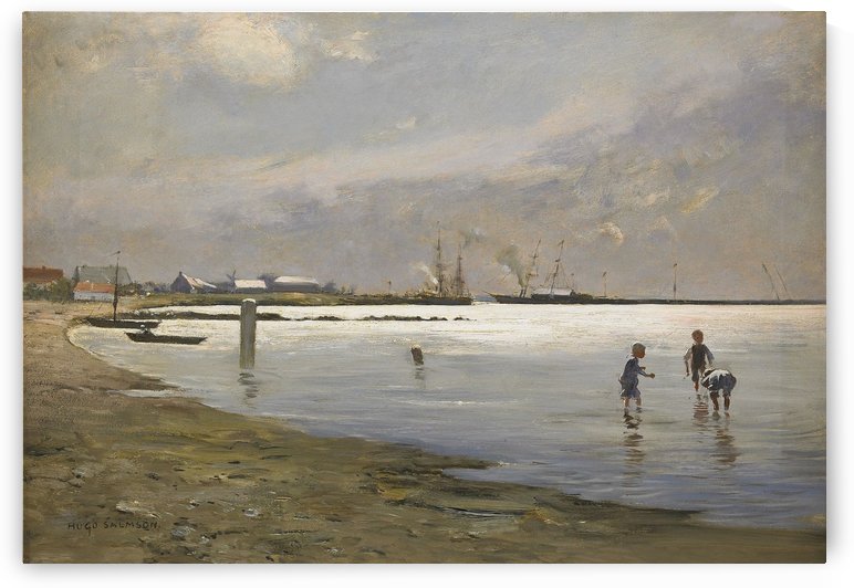 Lekande pojkar i vattenbrynet by Hugo Salmson