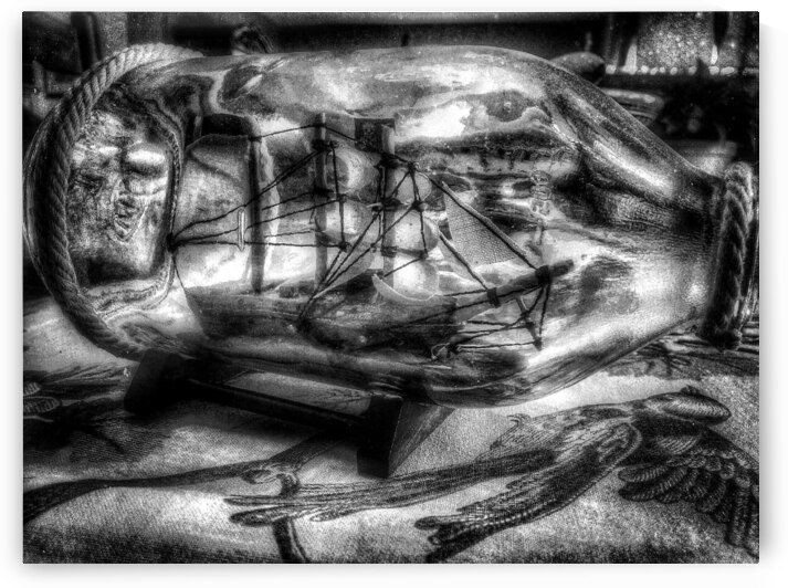 Ship in a Bottle  B&W by Light Through Glass