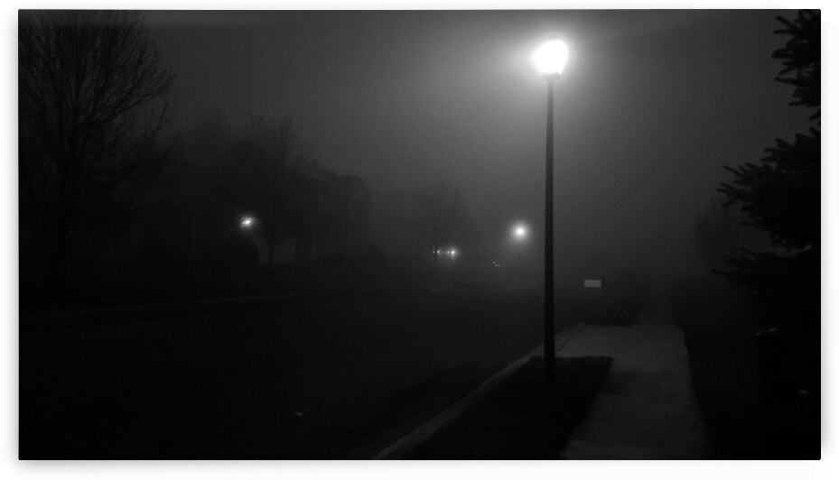 Street in Fog B&W by Light Through Glass