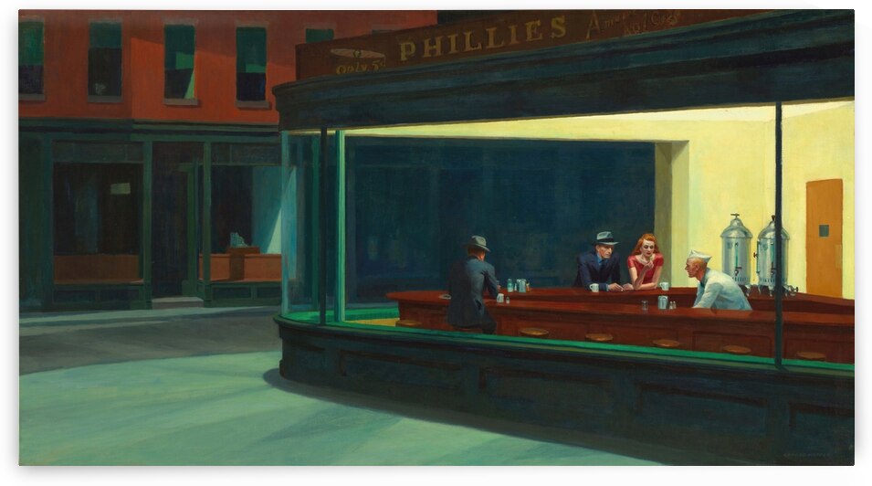 Edward Hopper 1942 Nighthawks by TOPARTGALLERY