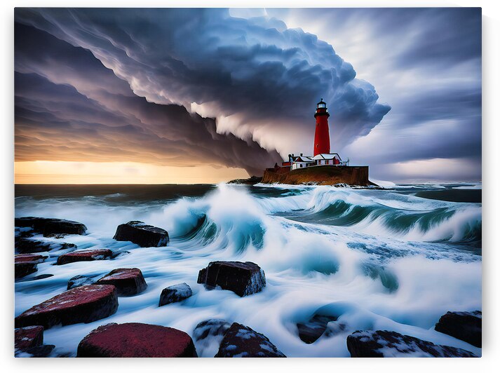 Lighthouse in a Storm AI Creation by Bill Swartwout Photography