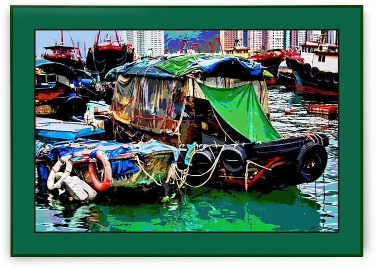 CHINESE JUNK BOAT AT ABORDEEN HARBOUR by LES MAYERS 