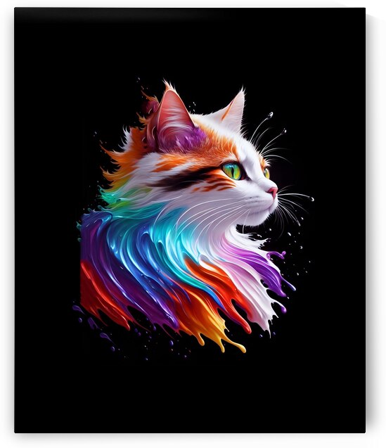 Painting of an Adorable Kitty Cat in a Bright and Fun Abstract Portrait by Stefano Senise Photography