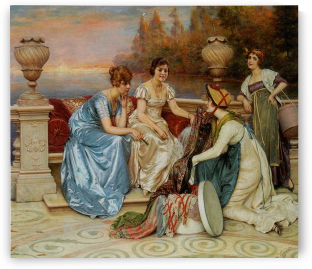 Fabrics merchant and her customers by Frederic Soulacroix