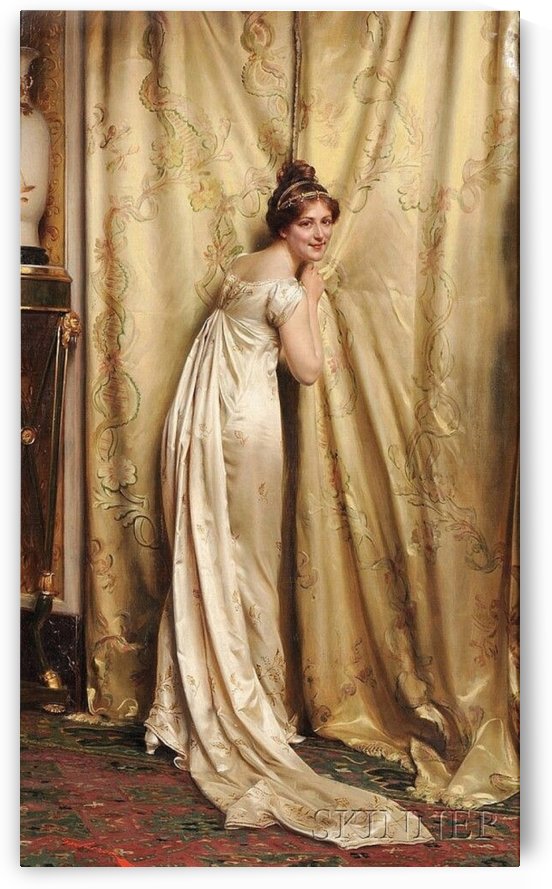 A woman by the courtains by Frederic Soulacroix