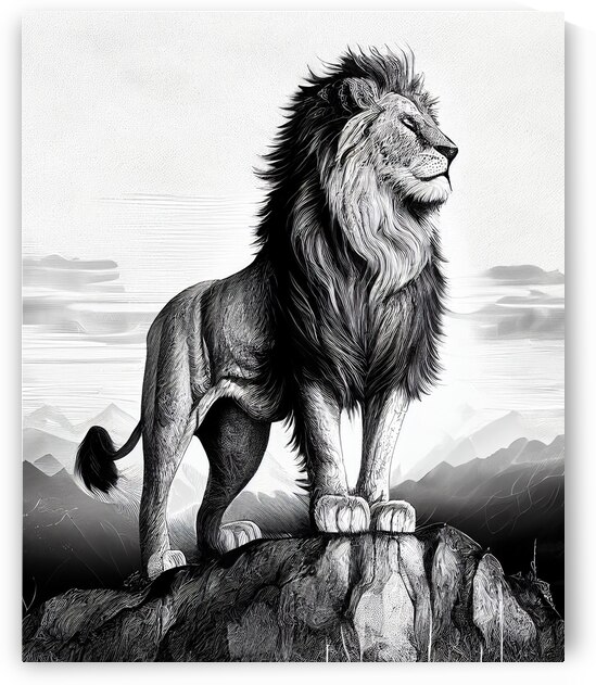 Lion wall art black and white  by Goldfishwallart