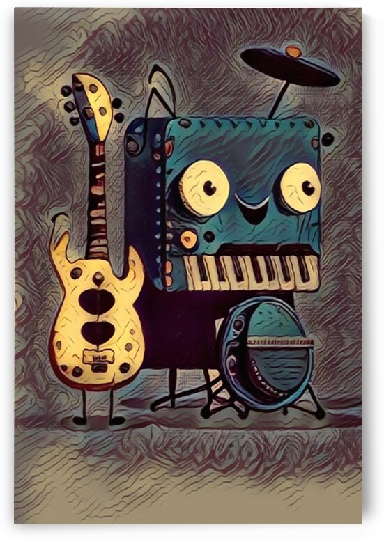 musical instrument wood and metal poster by Aroness