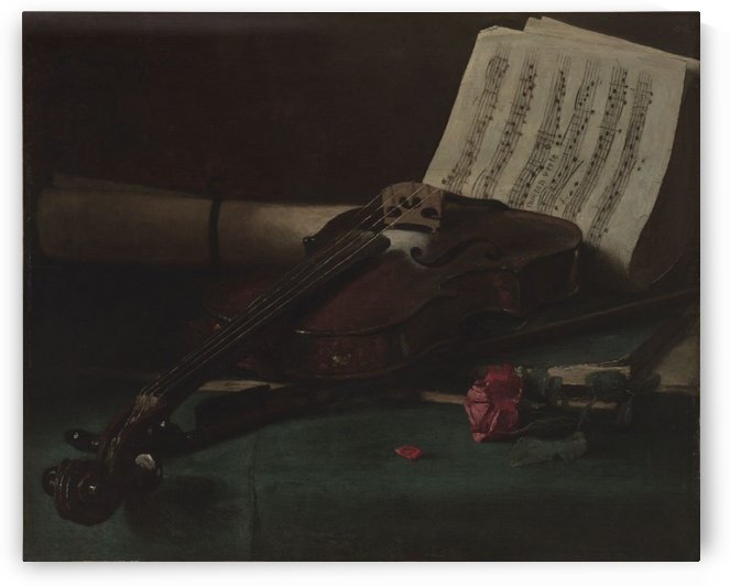 Still life violin by Francois Bonvin
