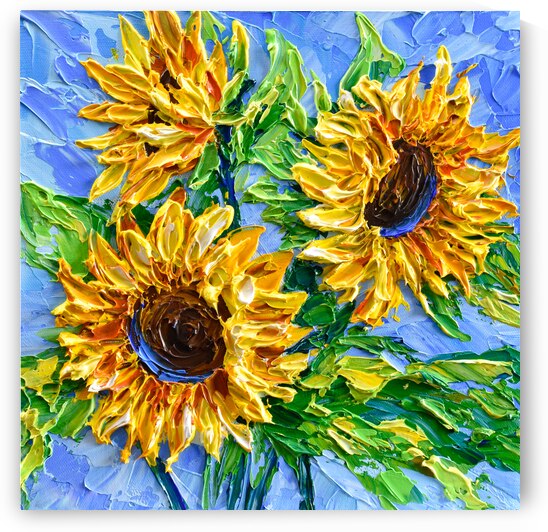 sunflowers on blue by Olga Tkachyk