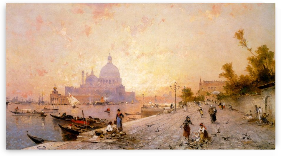 Landscape on a port by Franz Richard Unterberger