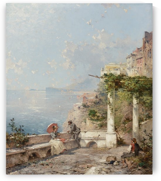 Two lovers by the sea by Franz Richard Unterberger