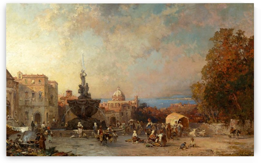 People in the main square by Franz Richard Unterberger