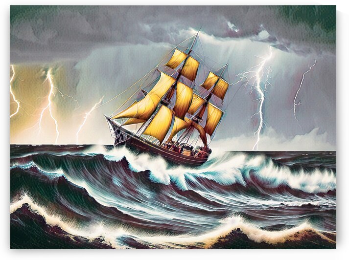 Sailing Ship in a Stormy Passage by Bill Swartwout Photography