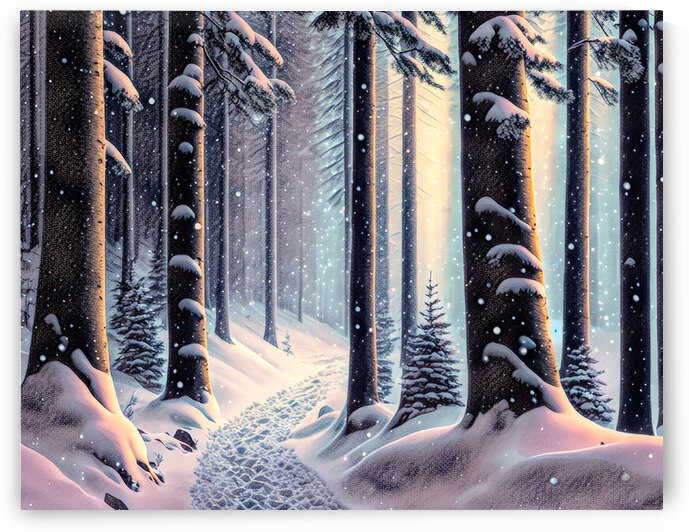 Snowy Forest Scene in Charcoal by Bill Swartwout Photography