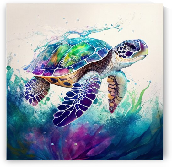 Turtle watercolor painting Beautiful and magical by Goldfishwallart