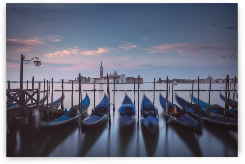 Gondolas and San Giorgio Maggiore church. Venice by Stefano Orazzini