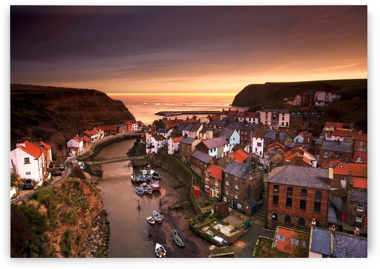 Cityscape At Sunset, Staithes, Yorkshire, England by PacificStock