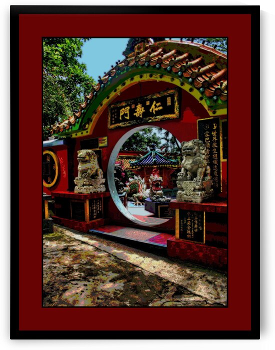 ENTRANCE TO TIN HAU TEMPLE AT REPULSE BAY HONG KONG by LES MAYERS 