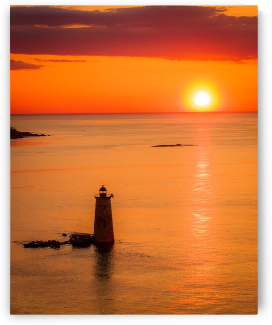 First Rays of Dawn Painted over Whaleback Lighthouse by Jeff Folger