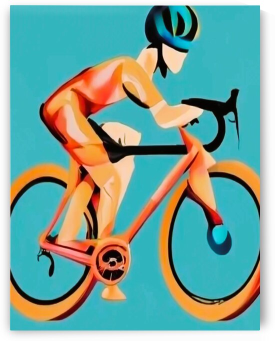 modern painting of cyclist Tour de France Velo by Aroness