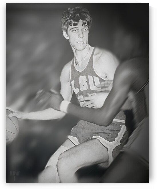 LSU Pistol Pete Maravich Basketball Art by Row One Brand