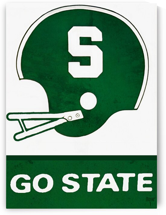 1970s Michigan State Spartans Football Helmet Art by Row One Brand