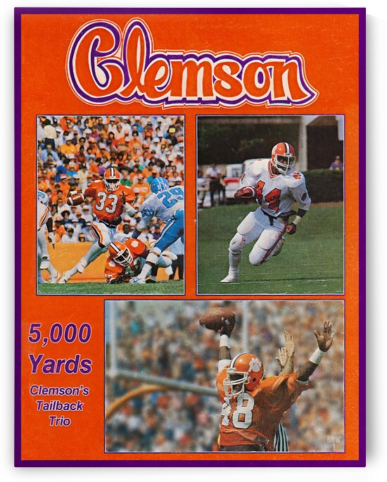 1986 Clemson Tigers Tailback Trio Football Art by Row One Brand
