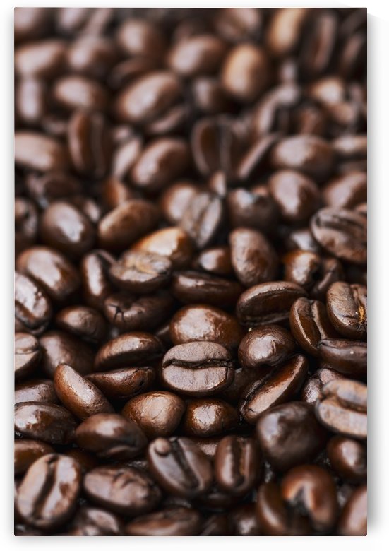 Medium dark roast Kona coffee beans close up; Holualoa, Big Island, Hawaii, United States of America by PacificStock