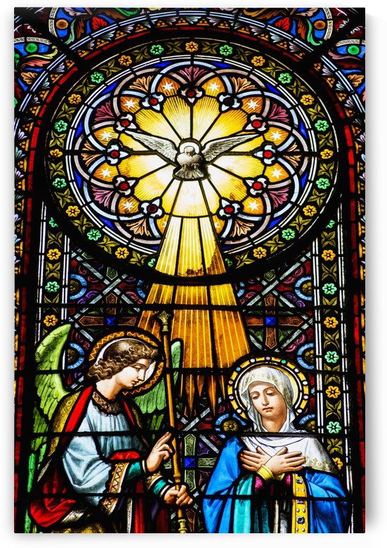 Colourful stained glass windows in the Benedictine Abbey; Montserrat, Catalonia, Spain by PacificStock